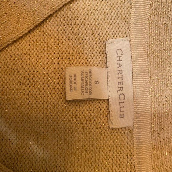 CHARTER CLUB Ivory and Gold Metallic Sweater with gold Hinged Closures - Picture 16 of 16